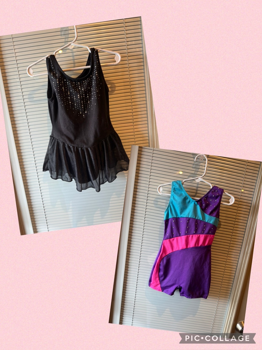 Girls Gymnastics Leotard Bundle Size 4/5 Black Skirt & Color Block Biketard